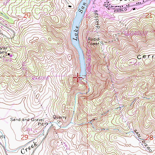 Topographic Map of San Marcos 848 Dam, CA