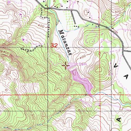 Topographic Map of Matanzas Creek 1002-004 Dam, CA