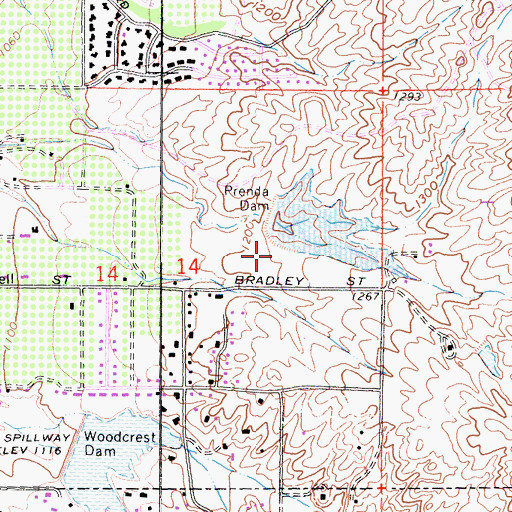 Topographic Map of Prenda 1003-004 Dam, CA