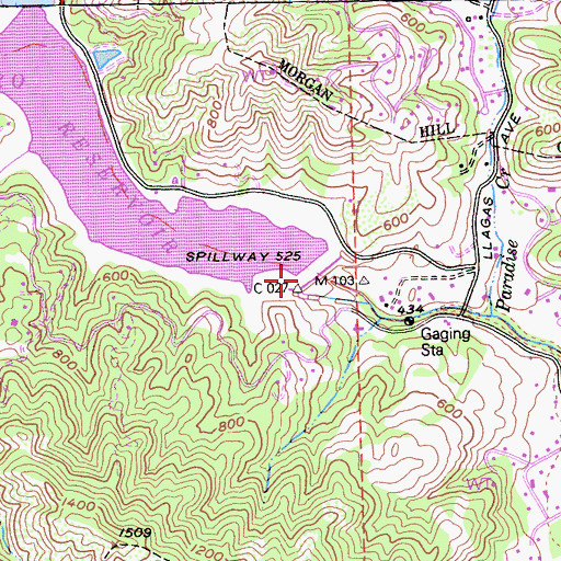 Topographic Map of Elmer J Chesbro 1006 Dam, CA