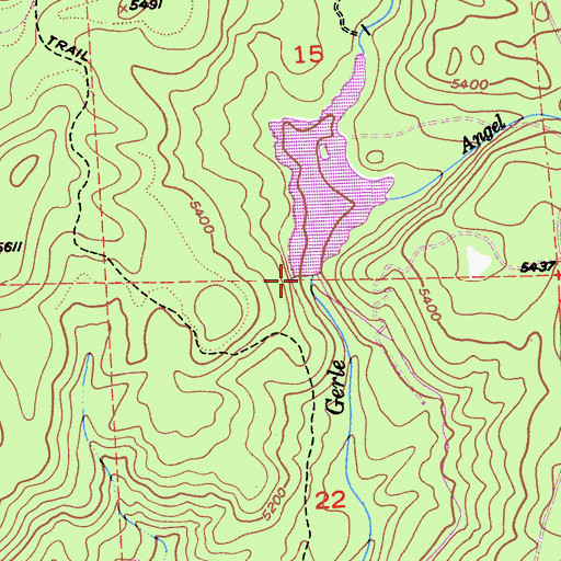 Topographic Map of Gerle 1009-005 Dam, CA