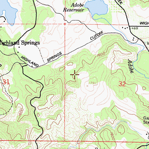 Topographic Map of Adobe Creek 1011 Dam, CA