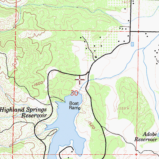 Topographic Map of Highland Creek 1011-002 Dam, CA