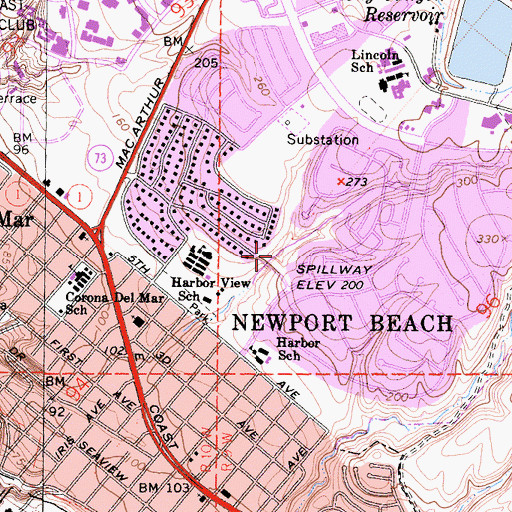 Topographic Map of Harbor View 1012-002 Dam, CA