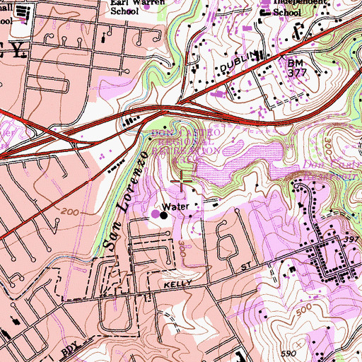 Topographic Map of San Lorenzo Creek 1020-003 Dam, CA