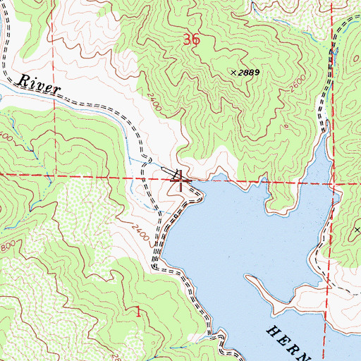 Topographic Map of Hernandez 1025-002 Dam, CA