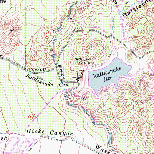 Topographic Map of Rattlesnake Canyon 1029-003 Dam, CA