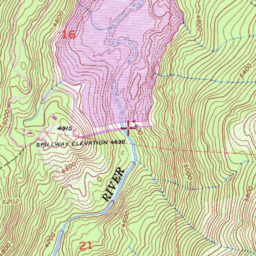Topographic Map of Hell Hole Reservoir, CA