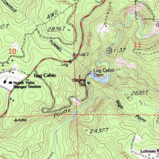 Topographic Map of Log Cabin 1034-003 Dam, CA