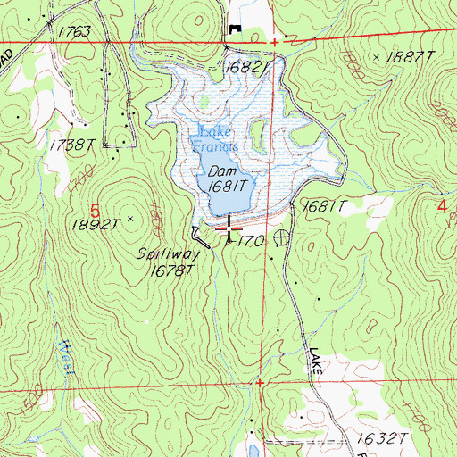 Topographic Map of Lake Francis 1034-009 Dam, CA