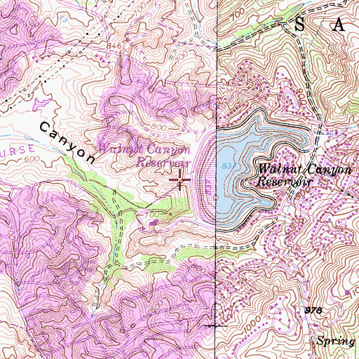 Topographic Map of Walnut Canyon 1037 Dam, CA