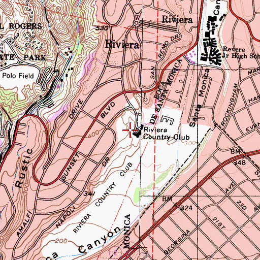 Topographic Map of Riviera Reservoir 1043 Dam, CA