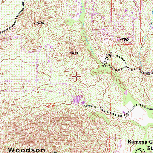 Topographic Map of Mount Woodson 1044 Dam, CA