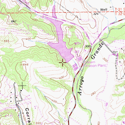 Topographic Map of Terminal 1055-002 Dam, CA