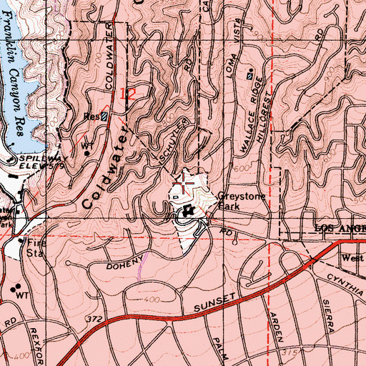 Topographic Map of Greystone Reservoir 1061 Dam, CA