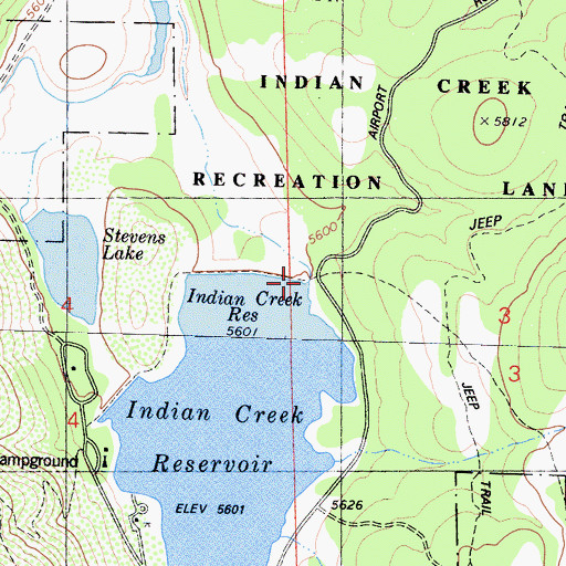 Topographic Map of Indian Creek 1062 Dam, CA
