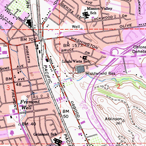 Topographic Map of Middlefield Reservoir 1065-002 Dam, CA