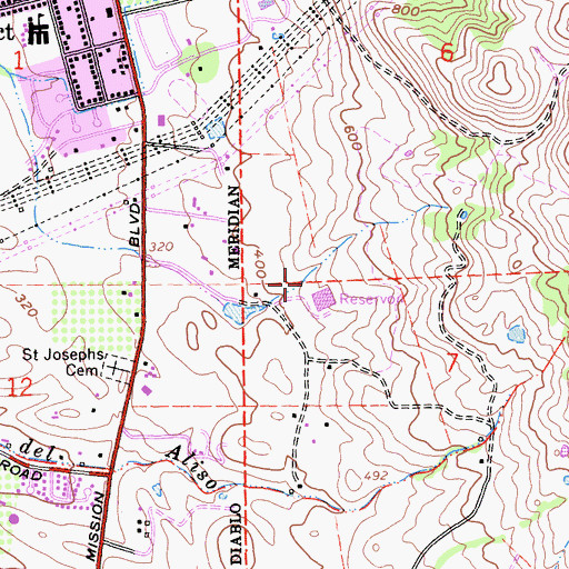 Topographic Map of Mayhew Reservoir 1065-003 Dam, CA