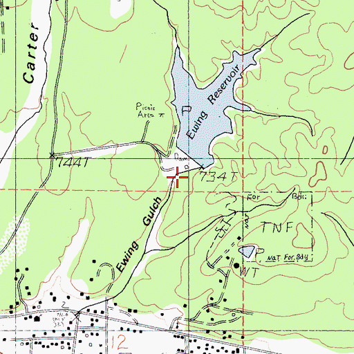 Topographic Map of Ewing 1072 Dam, CA