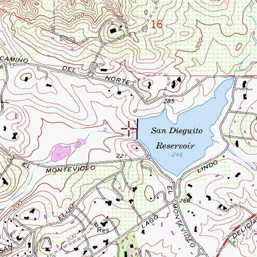 Topographic Map of San Dieguito 1075 Dam, CA