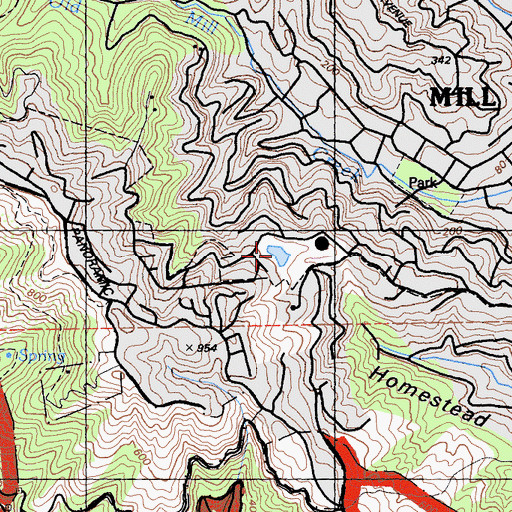 Topographic Map of Mill Valley Reservoir, CA