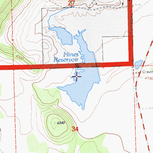 Topographic Map of Hines Reservoir, CA