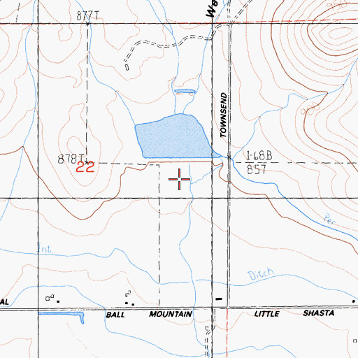 Topographic Map of Shelley 1180 Dam, CA