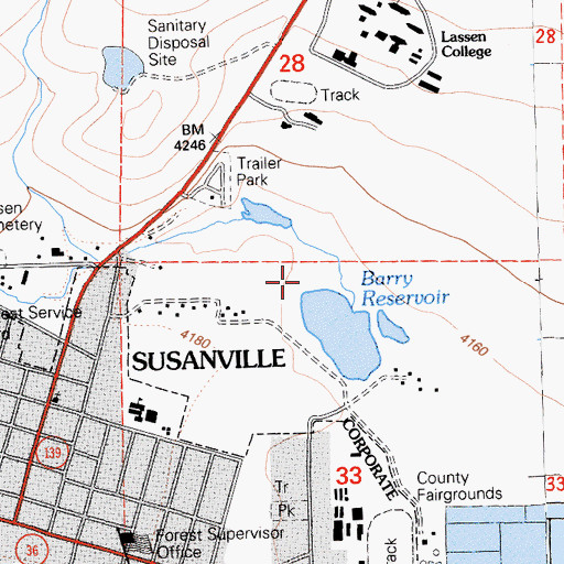 Topographic Map of Mardis Barry 1228-002 Dam, CA
