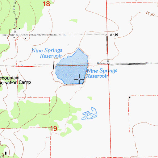 Topographic Map of Nine Springs 1245 Dam, CA
