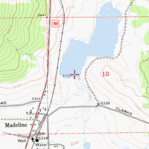Topographic Map of Madeline 1249-002 Dam, CA