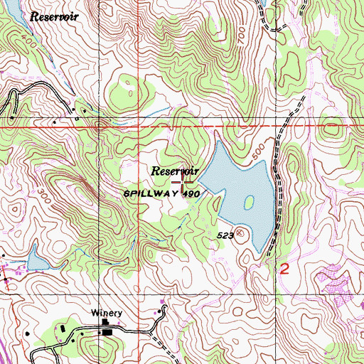 Topographic Map of Fountaingrove 1421 Dam, CA