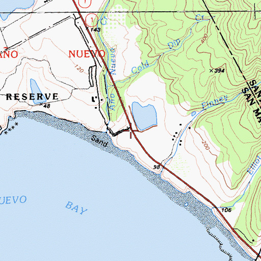 Topographic Map of Coastways 1600 Dam, CA
