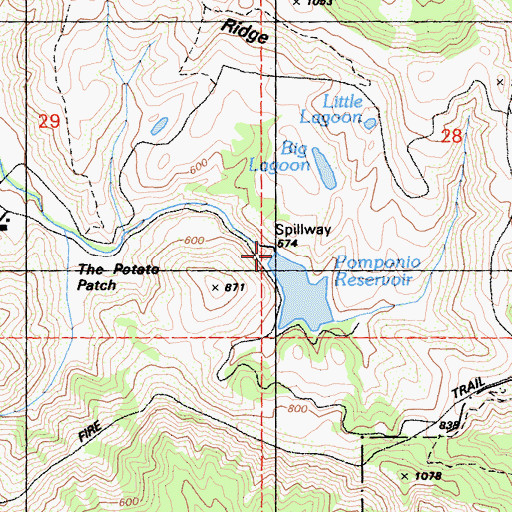 Topographic Map of Pomponio Ranch 1601 Dam, CA
