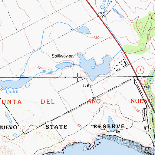 Topographic Map of Green Oaks Number 1 1604-002 Dam, CA