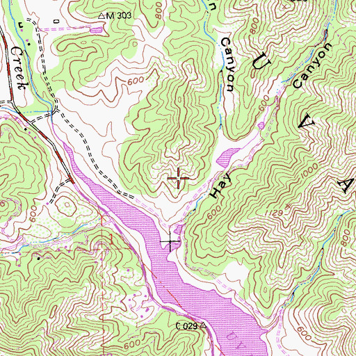 Topographic Map of R Simoni Irrigation 1622 Dam, CA