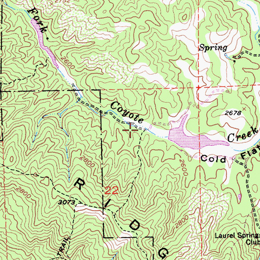 Topographic Map of Laurel Spring Club 1624 Dam, CA