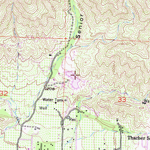 Topographic Map of Senior Canyon 1761 Dam, CA