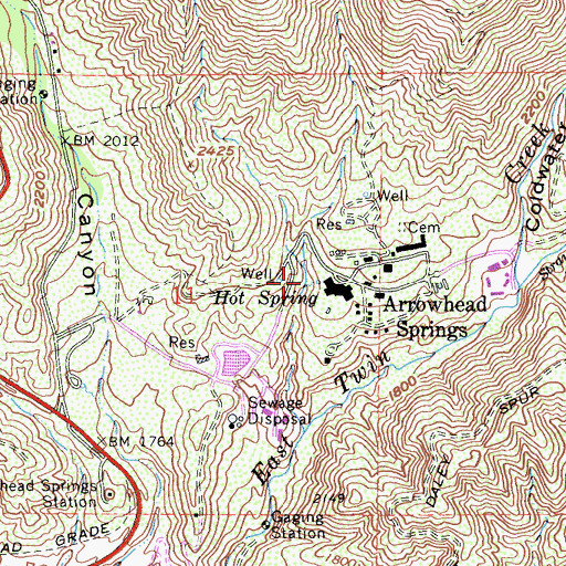 Topographic Map of Mineral Hot Springs Lake 1801 Dam, CA