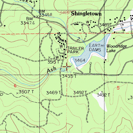 Topographic Map of Truett 2221 Dam, CA