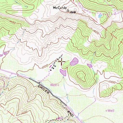 Topographic Map of Linda Vista 2412 Dam, CA