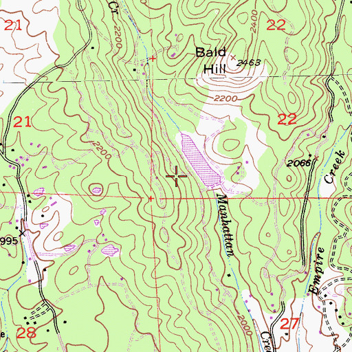 Topographic Map of Manhattan Creek 2461 Dam, CA