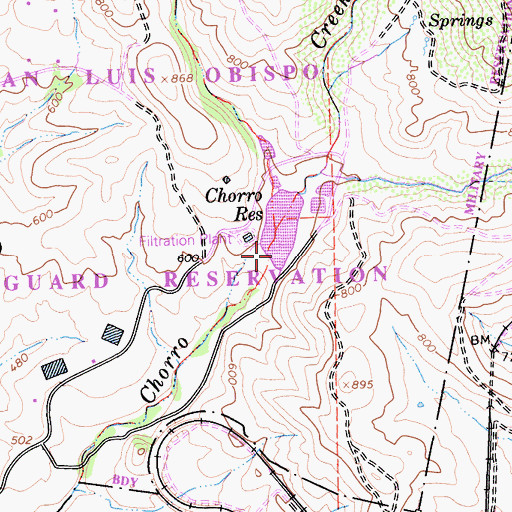 Topographic Map of Chorro Creek 1-072 Dam, CA