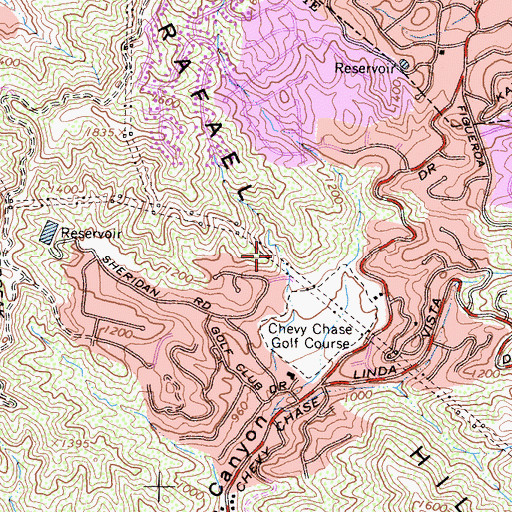 Topographic Map of Chevy Chase 1290 5-008 Dam, CA