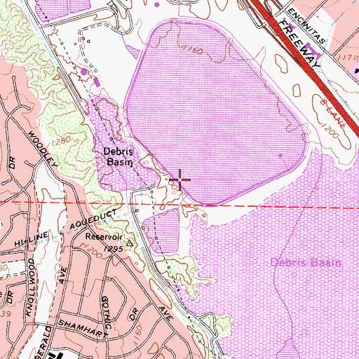 Topographic Map of Los Angeles Reservoir 6-050 Dam, CA