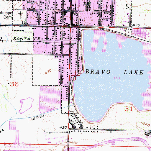 Topographic Map of Bravo Lake Reservoir 713 Dam, CA