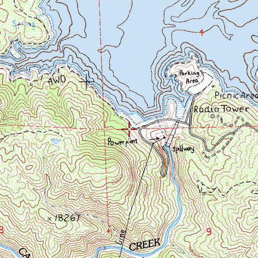 Topographic Map of Indian Valley 1080-002 Dam, CA