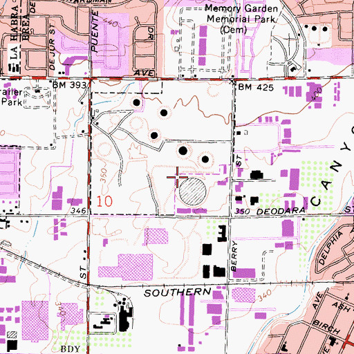 Topographic Map of 30 Mg Central Reservoir 1087 Dam, CA