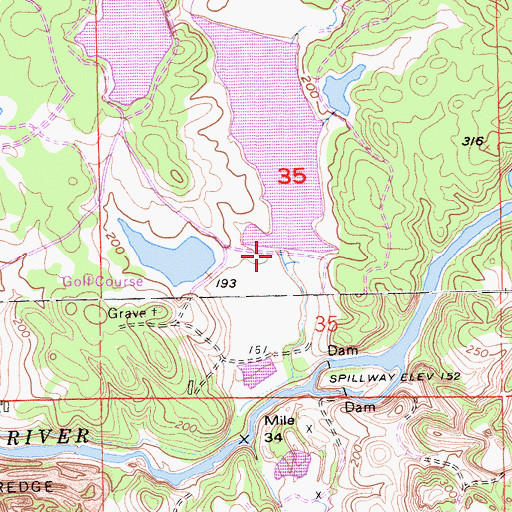 Topographic Map of Clementia Dam, CA