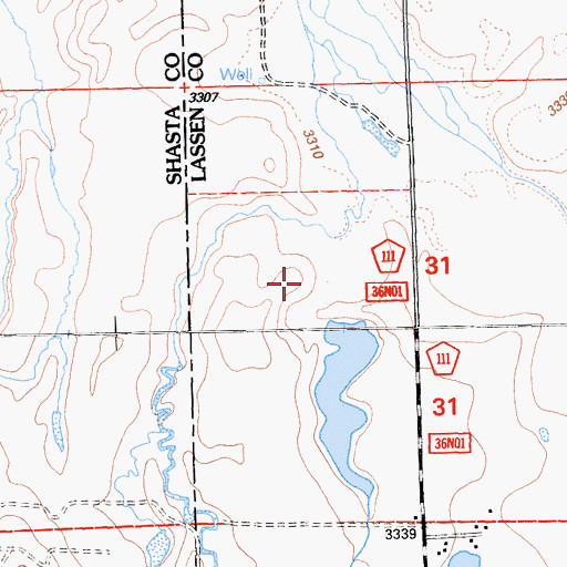 Topographic Map of Mead Reservoir 1258 Dam, CA