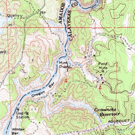 Topographic Map of Mine Run 31-032 Dam, CA